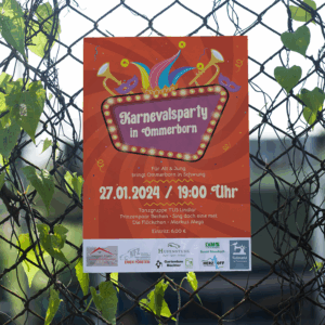 Plakat für die Karnevalsparty in Ommerborn
